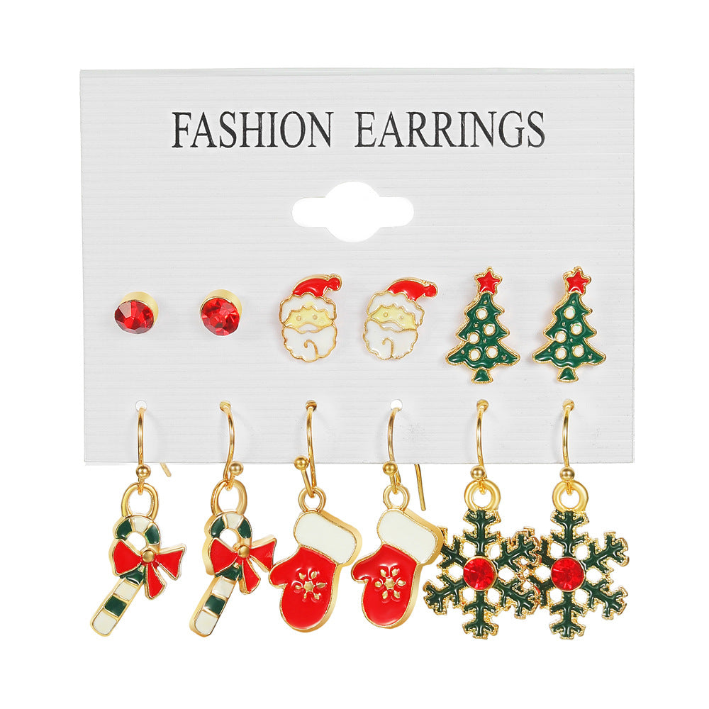 Dripping Oil Christmas Suit Female Bell Earrings