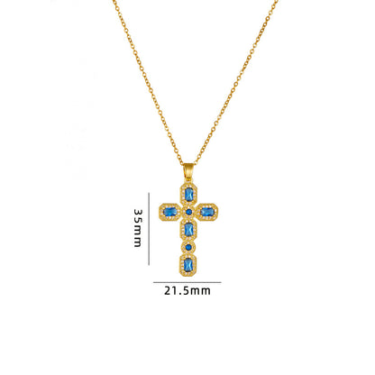 Titanium Steel Female Inlaid Color Zircon Necklaces