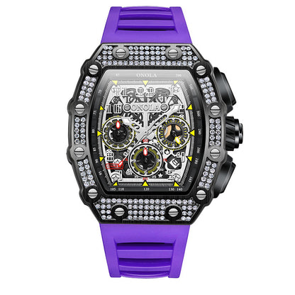 Men's Diamond Stylish Versatile Watch Tape Fast Mechanical Watches