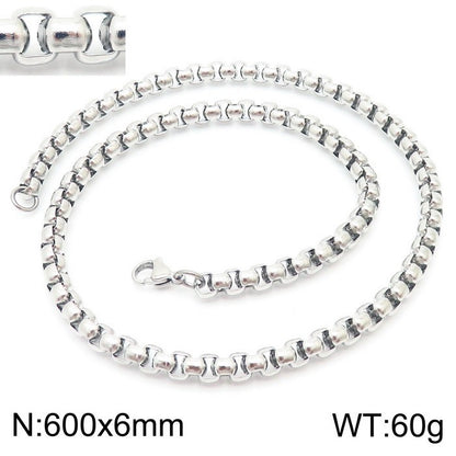 Women's & Men's Stainless Steel Square Pearl Chain Titanium Card Necklaces