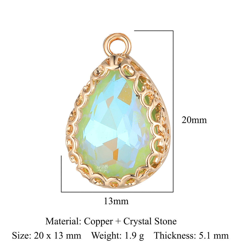 Copper Glass Crystal Geometric Round Ornament Pendants