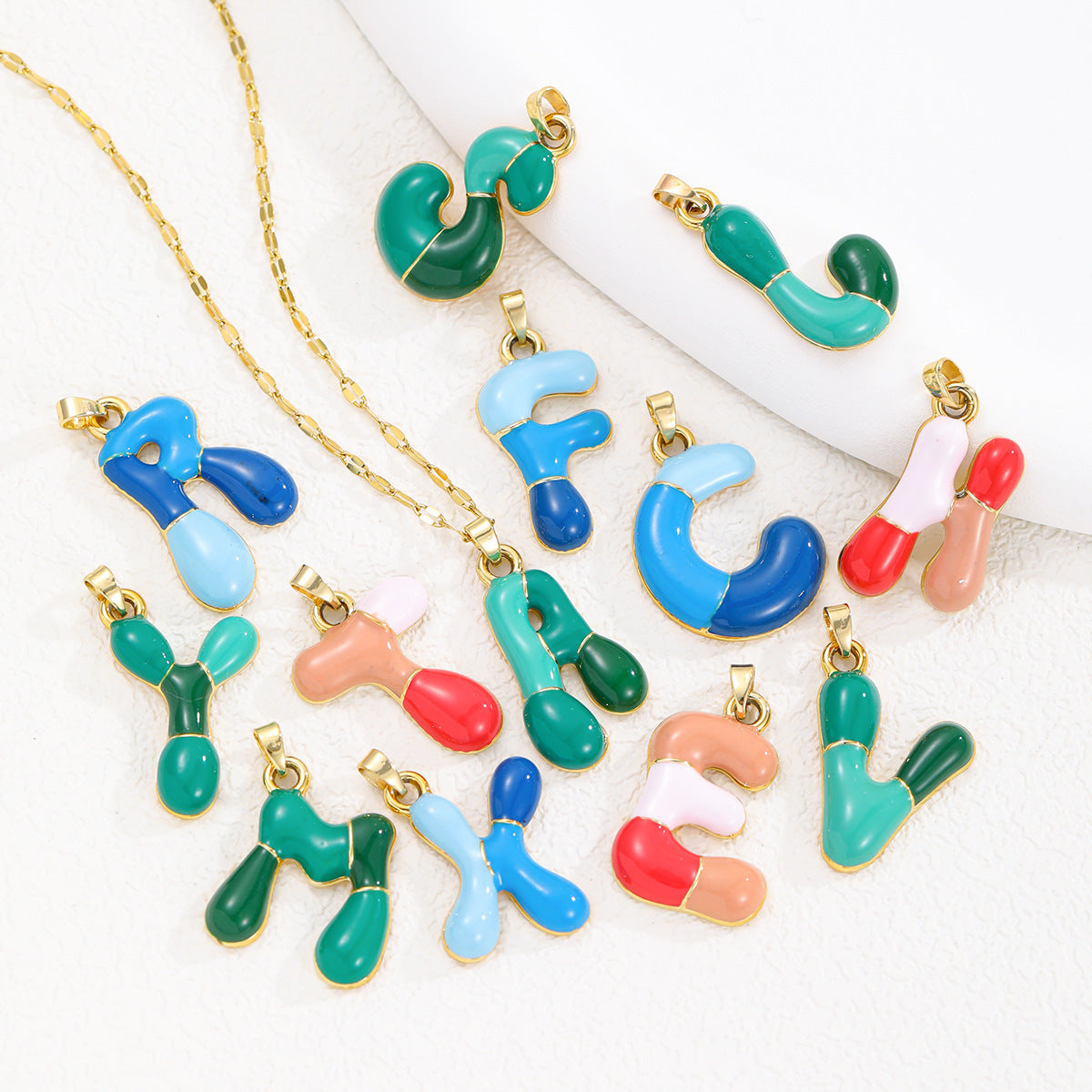 Colorful Oil Dopamine Bubble Letter English Pendants