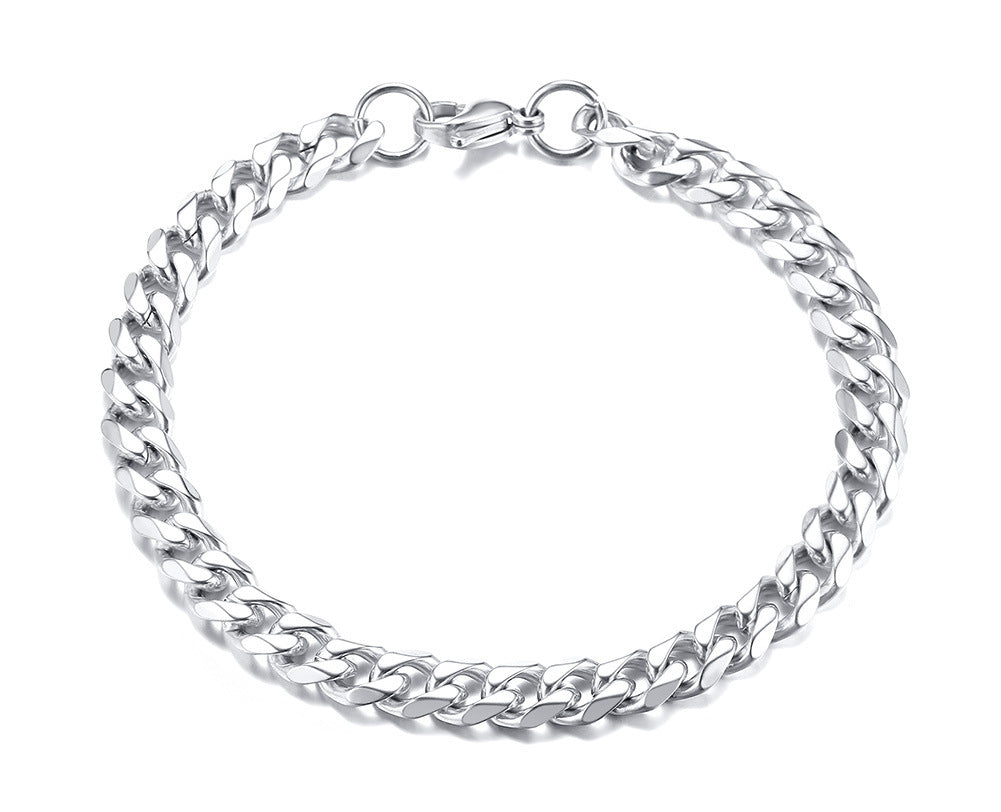 Steel Six-sided Grinding Chain Wide Titanium Gold-plated Bracelets