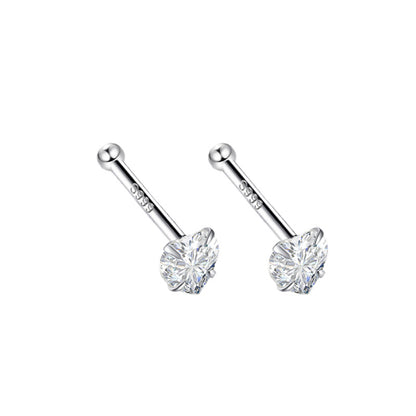 Sier Zircon Ear Light Luxury Minority Double-headed Bone Earrings