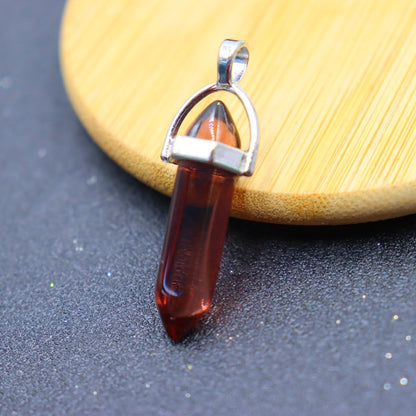 Natural Stone Crystal Hexagon Prism Bullet Pendants