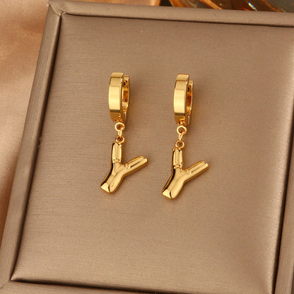 English Letter Ear Clip High Sense Earrings