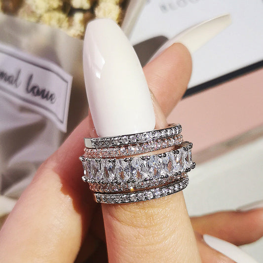 Fashion Main Stone Simple Female Combined Rings