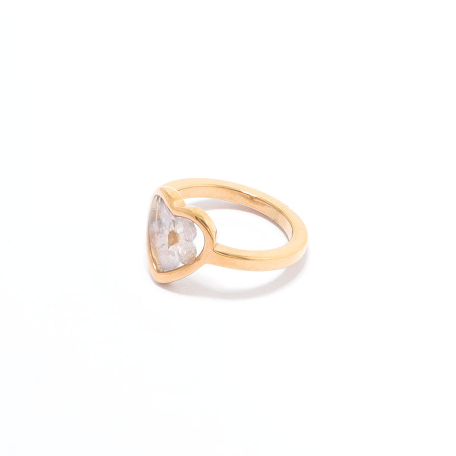 Dried Flower Love Heart-shaped Personality Simple Gold Rings