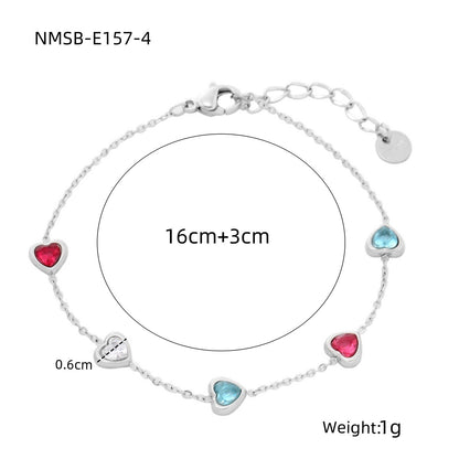 Women's Loving Heart Zircon Stainless Steel Design Bracelets