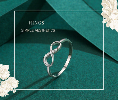 Sier Design Female Fashion Micro Rhinestone Rings