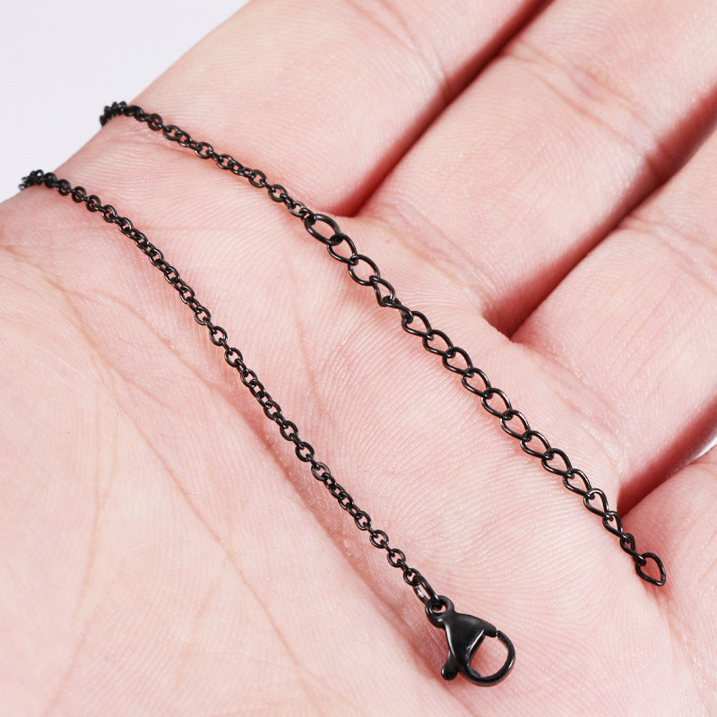 Plating Stainless Steel Chain Black Square Necklaces