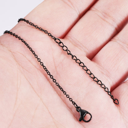 Plating Stainless Steel Chain Black Square Necklaces