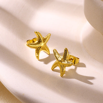 Shell Stainless Steel Gold Plated Heart-shaped Earrings