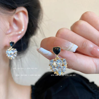 Light Luxury Minority Bow Zircon Pearl Elegant Earrings