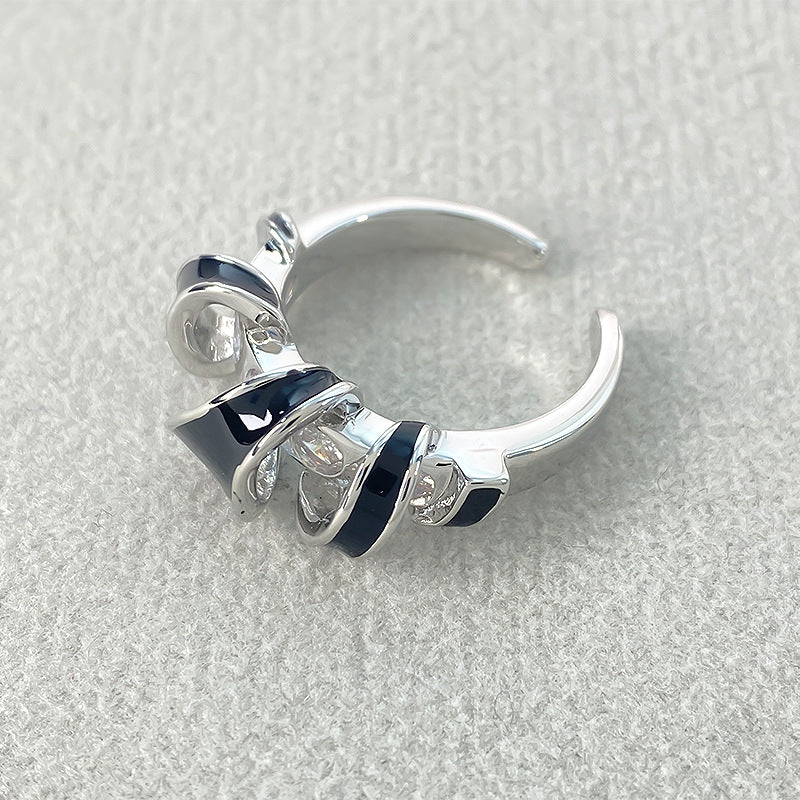 Wave Diamond Enamel Drop Oil Female Cold Rings