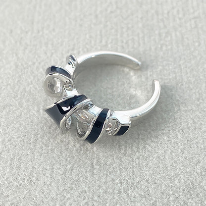 Wave Diamond Enamel Drop Oil Female Cold Rings