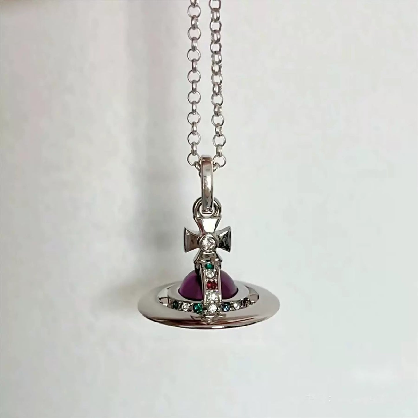 Green Purple Three-dimensional Saturn Light Luxury Minority Necklaces