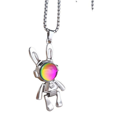 Women's & Men's Movable Personalized Titanium Steel Rabbit Hip Hop Long Necklaces