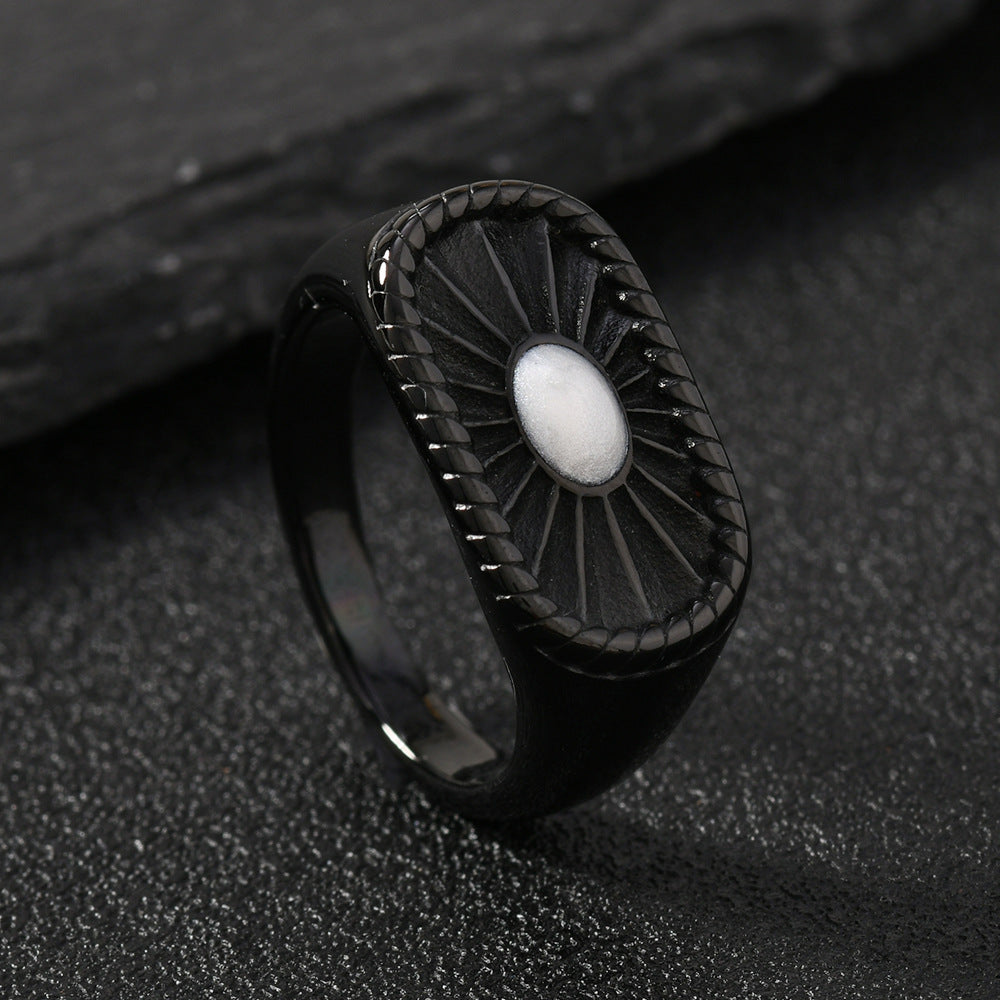 Steel Casting Fashion Palace Style Colorful Oil Rings