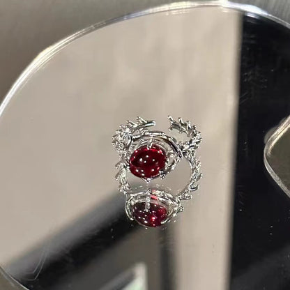 Women's & Men's Ruby For Dark Style Design Couple Rings