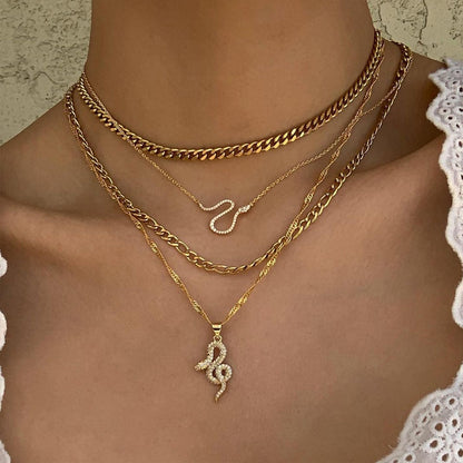 Summer Electroplated Snake Personality Fashion Retro Necklaces