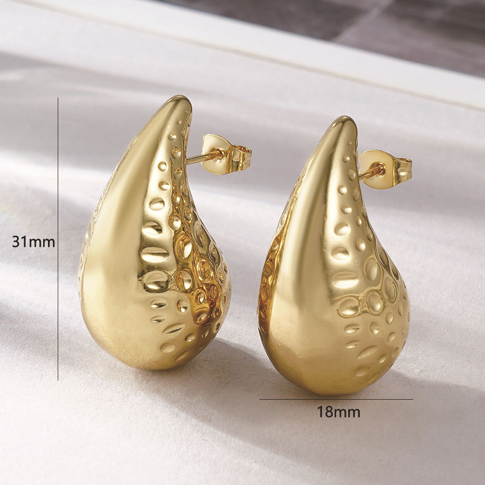 Women's Steel Hollow Vacuum Plating Real Gold Stainless Earrings