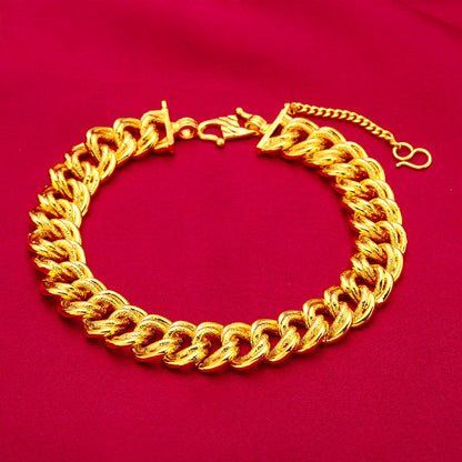 Men's Placer Gold Boss Wide-brimmed Flat Sand Bracelets