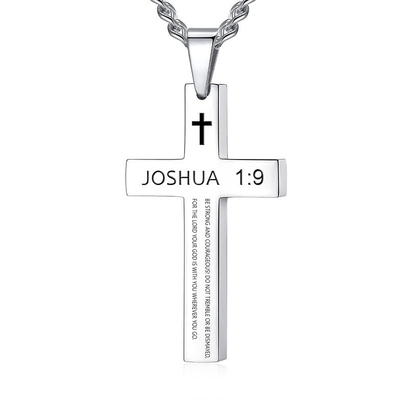 Cross Stainless Steel Color Oval Buckle Necklaces