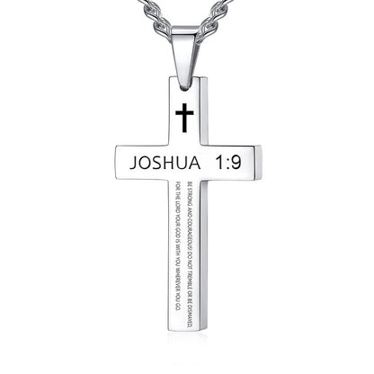 Cross Stainless Steel Color Oval Buckle Necklaces