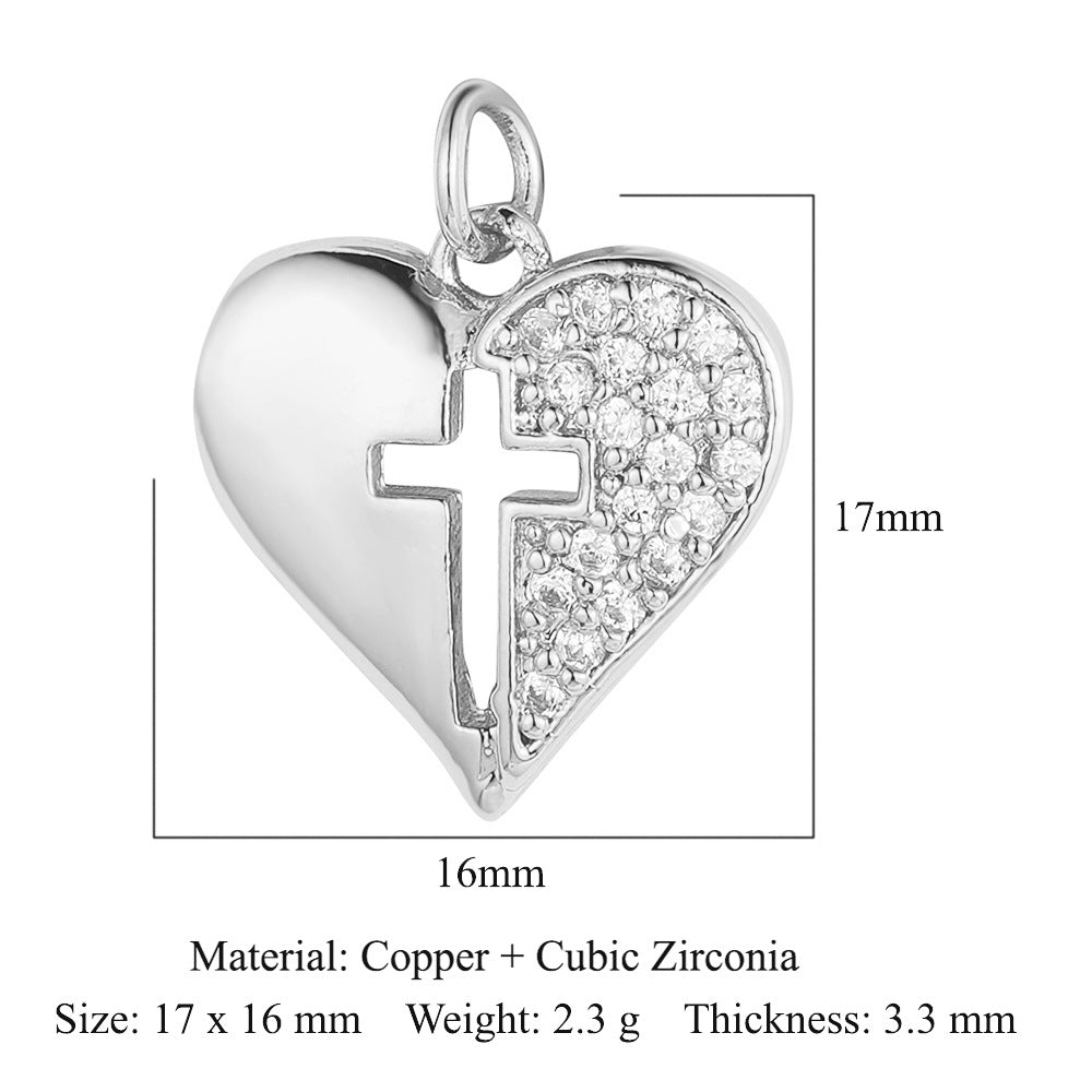 Crown Peach Heart Colorful Love Copper Pendants