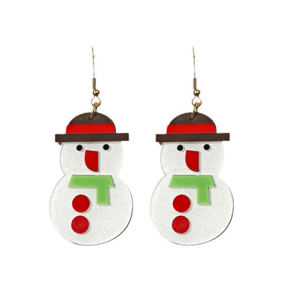 Sweet Cute Acrylic Santa Claus Snowman Earrings