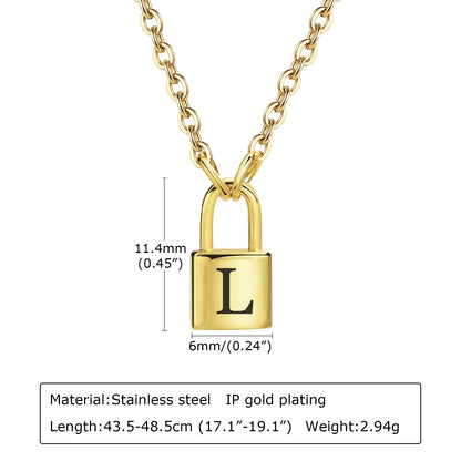 Letter Stainless Steel Lock Head Fashion Necklaces