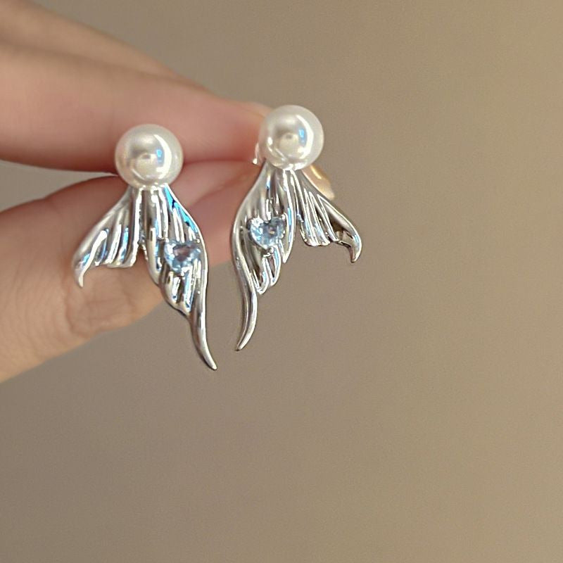 Needle Zircon Pearl Geometric Fashion Design Earrings