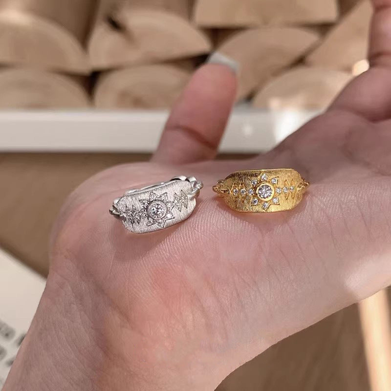 Women's Can Shield Handmade Brushed French Retro Apollo Rings