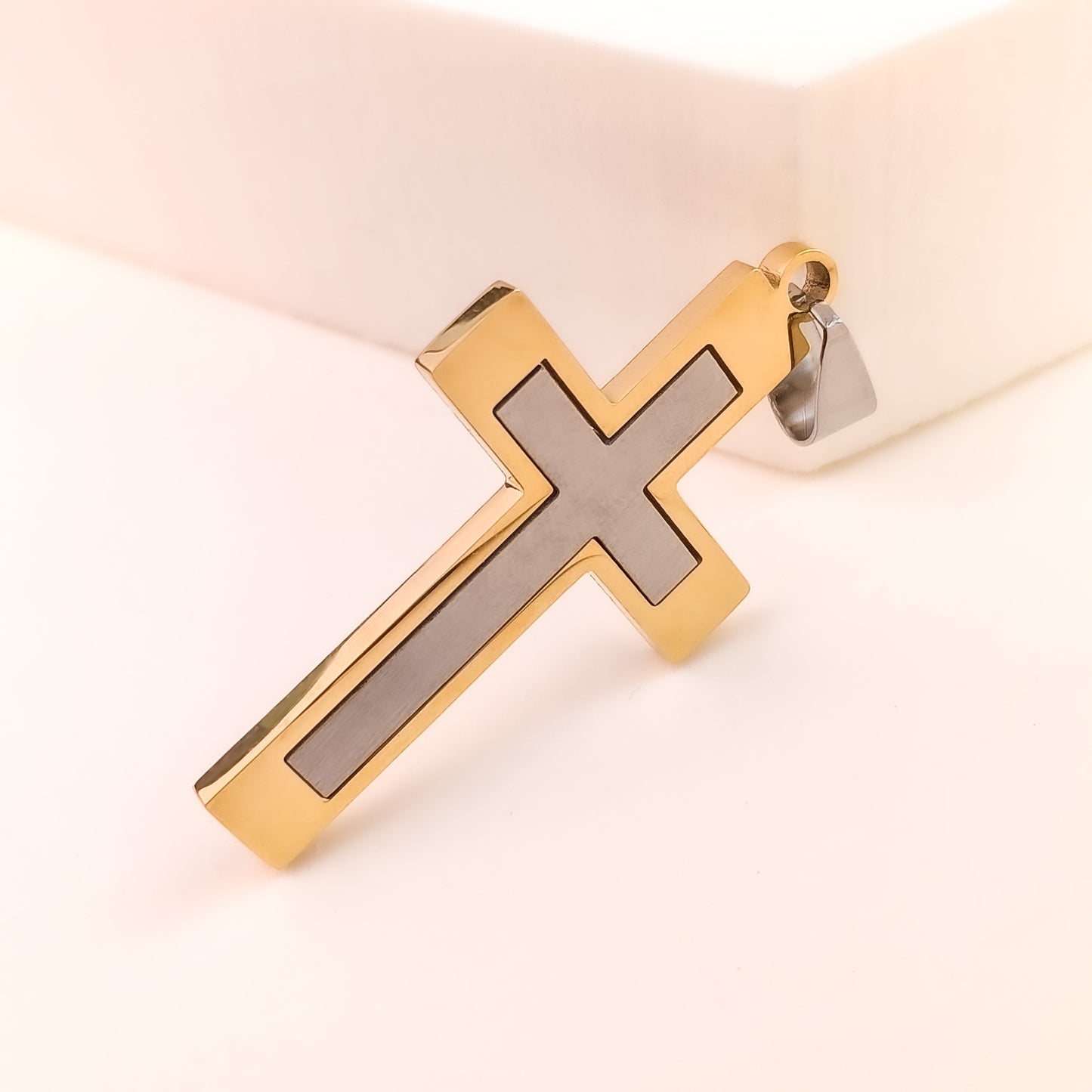 Men's Steel Cross Shelf Punk Trendy Titanium Necklaces