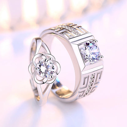 Women's & Men's Style Plum Tree Flower Echo Couple Rings