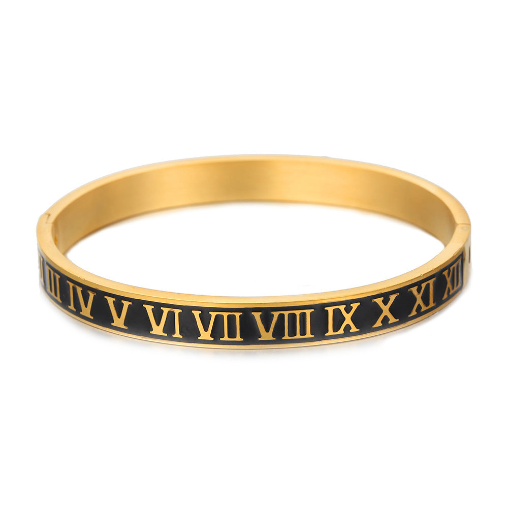 Women's & Men's Fashion Roman Numerals Stainless Steel White Bracelets