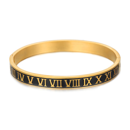 Women's & Men's Fashion Roman Numerals Stainless Steel White Bracelets