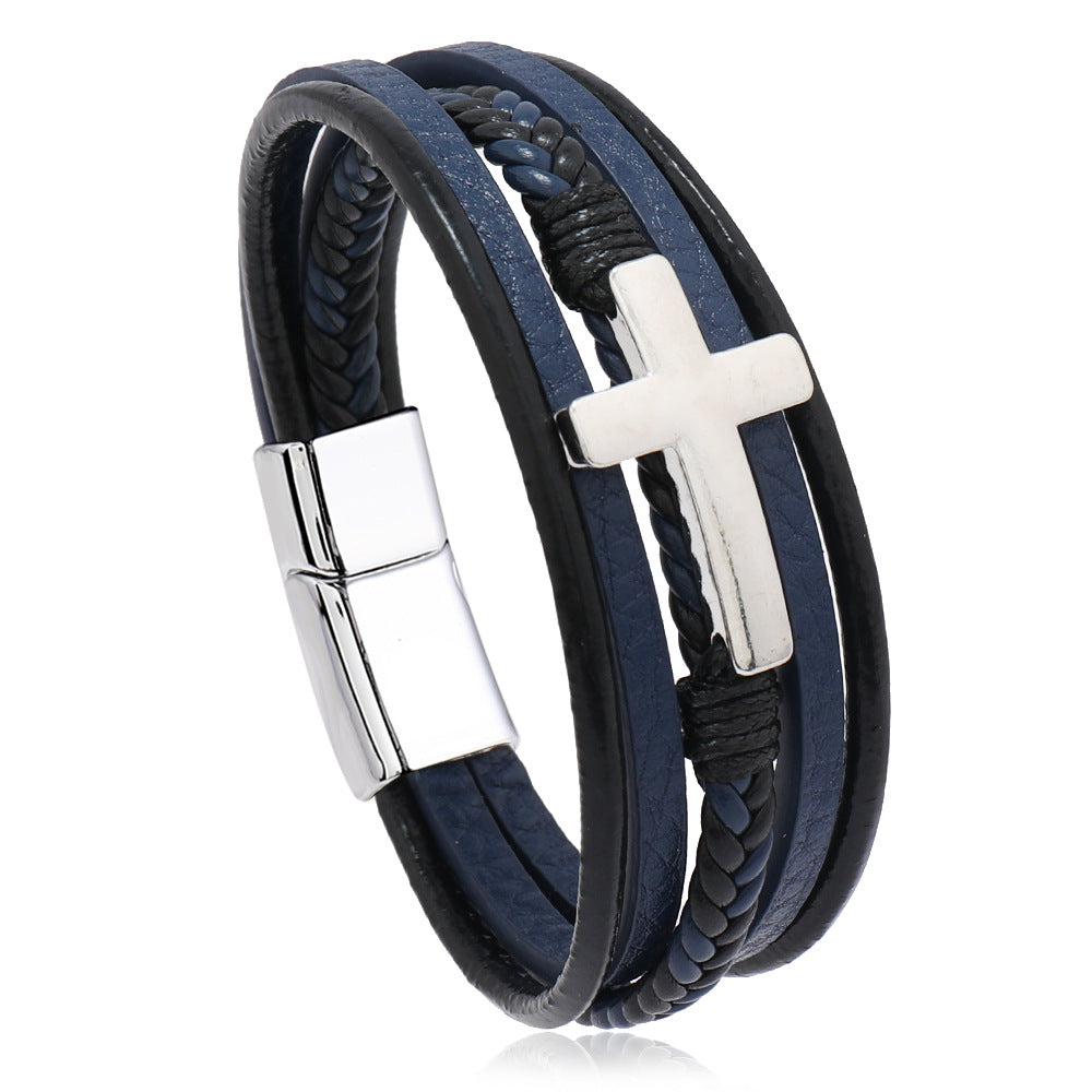 Men's Fashion Retro Alloy Cross Accessories Magnetic Buckle Bracelets