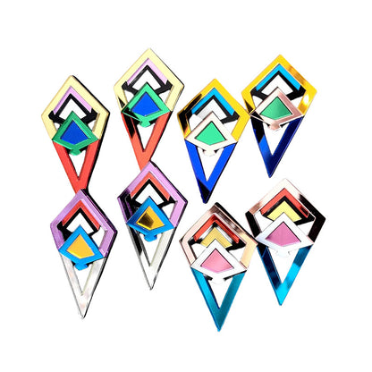 Mirror Stereo Geometric Ear Fashion Exaggerated Earrings