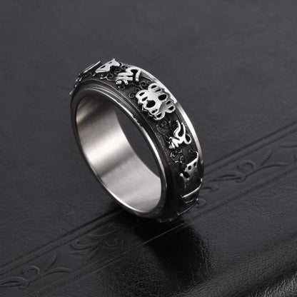 Men's Stainless Steel Rotatable Mantra Personalized Decompression Rings
