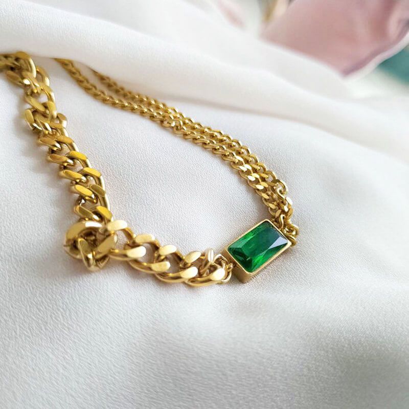 High-grade Green Diamond Mori Style Temperament Necklaces