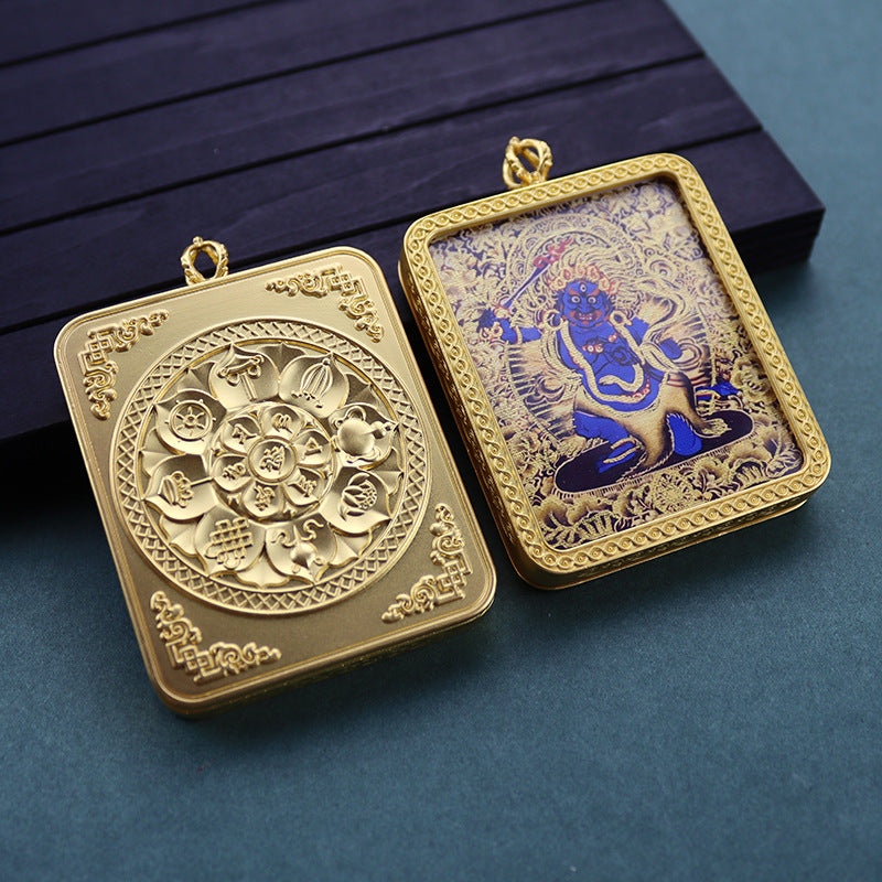 Gold Vajra Hand Painted Golden Outline Eight Patron Saints Pendants