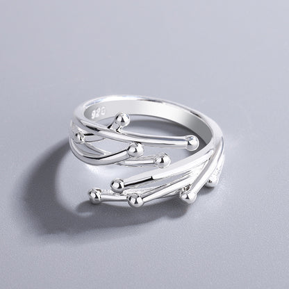 Korean Branch Minimalist Design Wind Geometric Rings