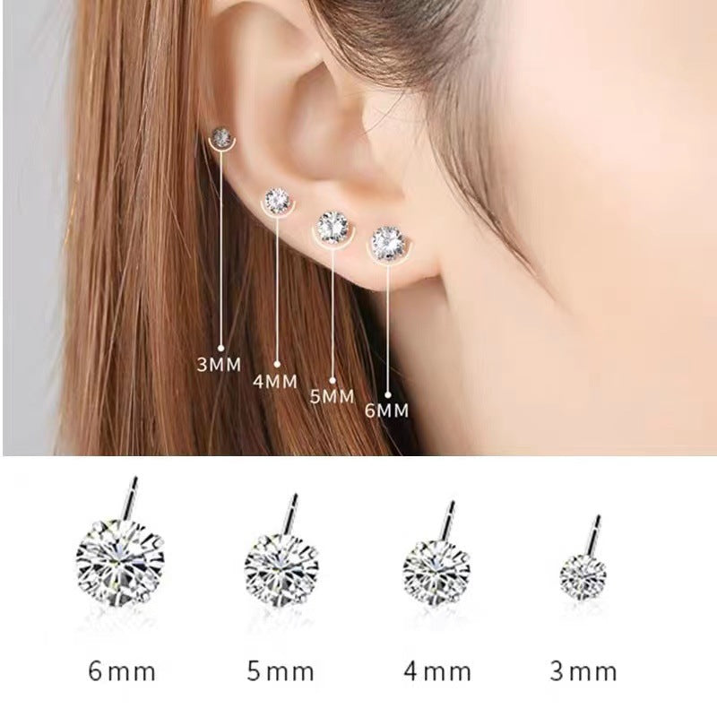 Women's Sparkling Zircon For Simple White Diamond Earrings