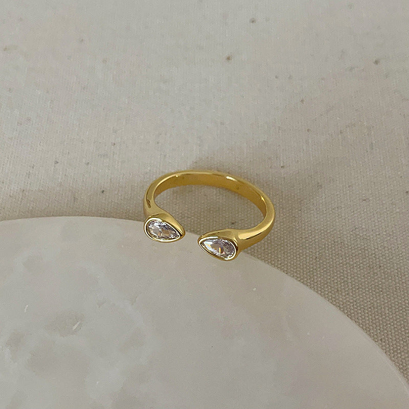 Luxury Pearl Zircon Golden Open-end Collection Female Rings