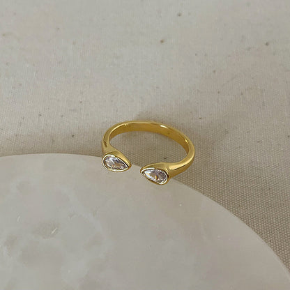 Luxury Pearl Zircon Golden Open-end Collection Female Rings