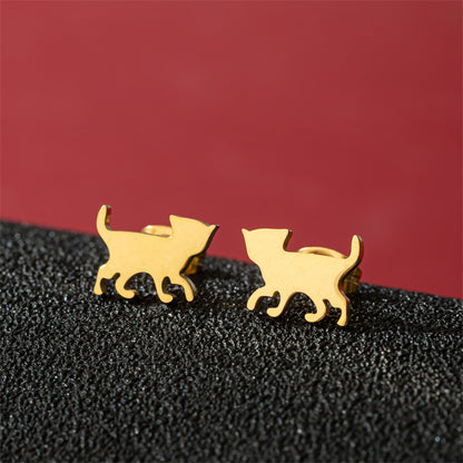 Fashion Small Ear Female Cute Stainless Steel Animal Pet Earrings