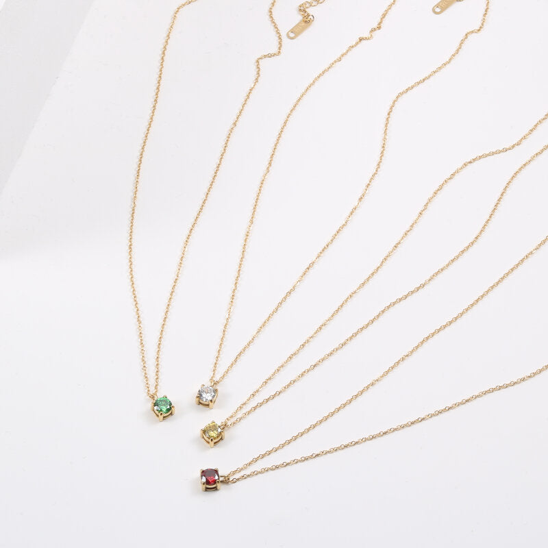 Multicolor Karat Zircon Titanium Steel Gold Necklaces