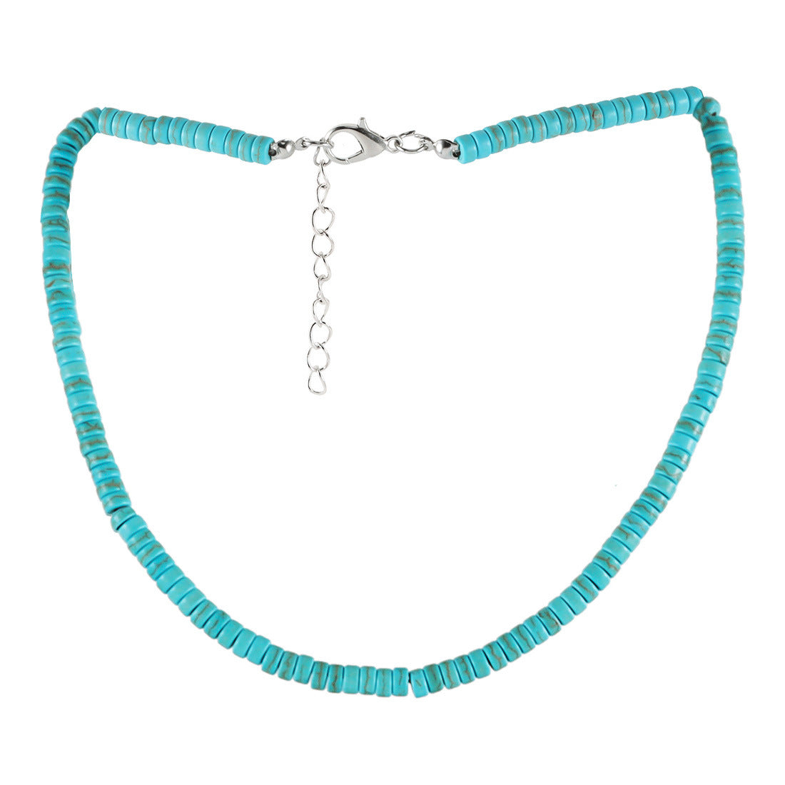 Turquoise Round Beads String Of Personalized Short Chain Necklaces